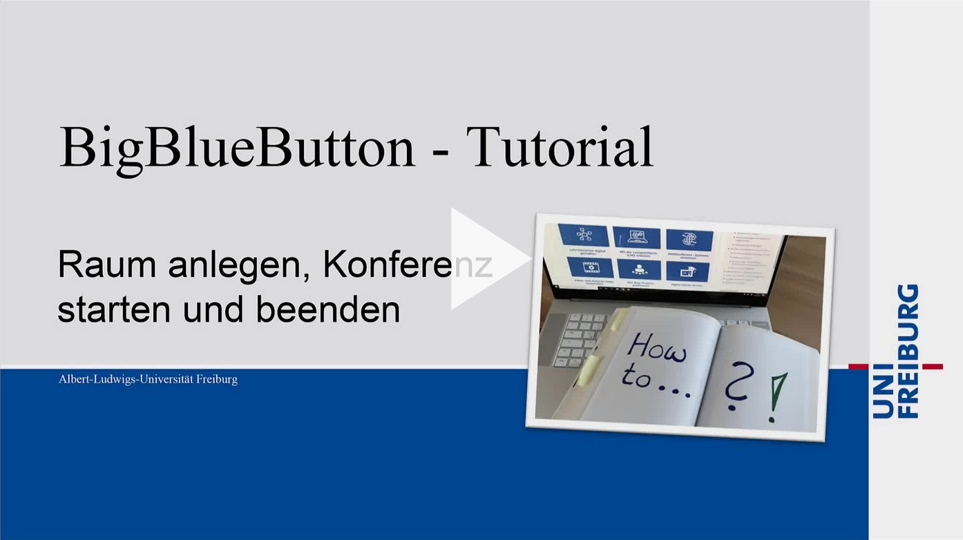 Screenshot with link to the video tutorial "ILIAS - BigBlueButton anlegen, Konferenzraum starten und Konferenz beenden" on the video portal