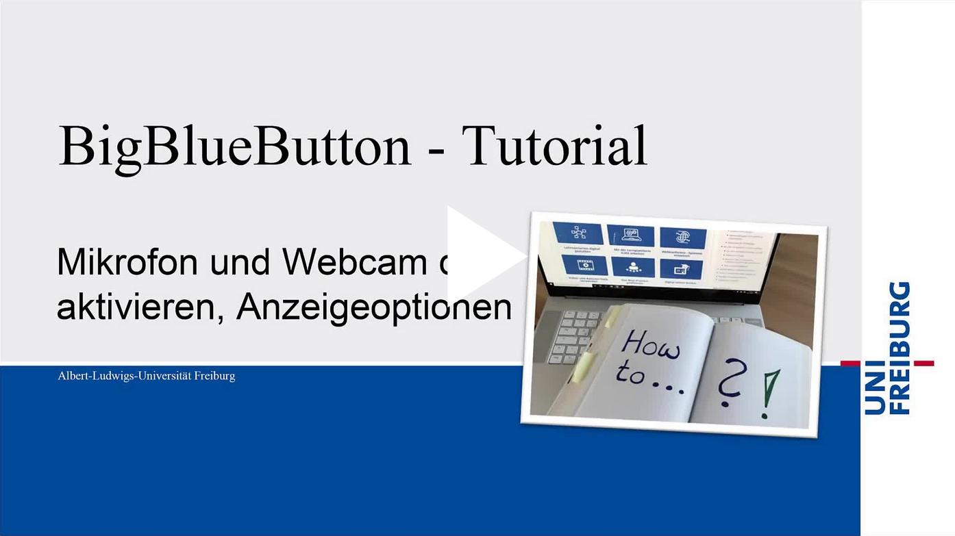 Screenshot with link to the video tutorial "ILIAS - BigBlueButton - Mikrofon und Webcam ansteuern_Anzeigeoptionen" on the video portal