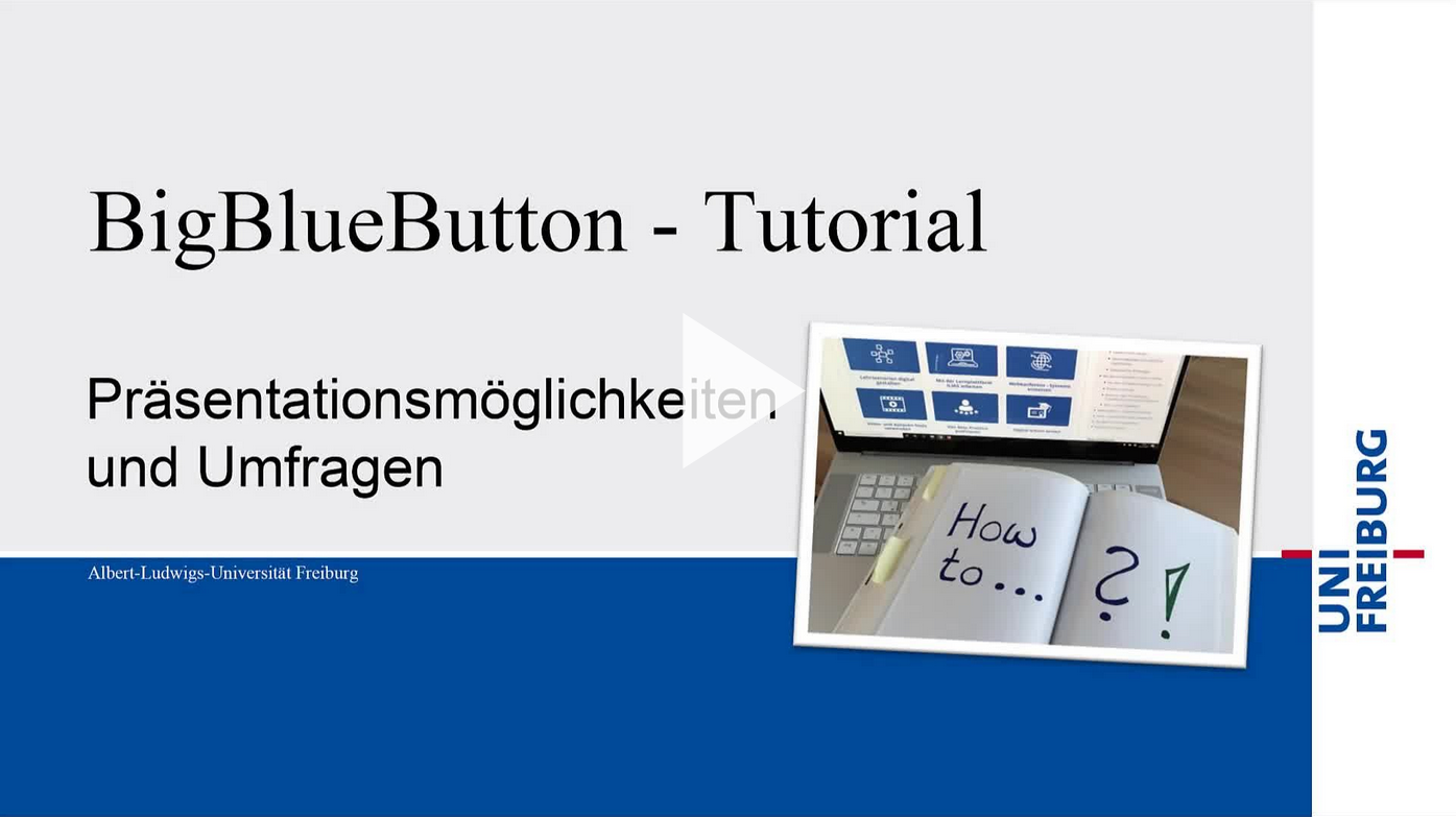 Screenshot mit Link zum Video-Tutorial "ILIAS - BigBlueButton _ Präsentationsmöglichkeiten und Umfragen" auf dem Videoportal