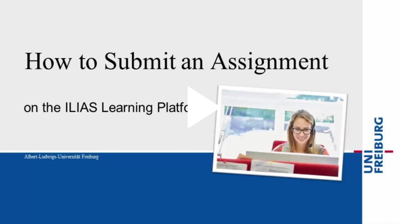 Screenshot mit Link zum Video-Tutorial "How to submit an Assignment in ILIAS" auf dem Videoportal