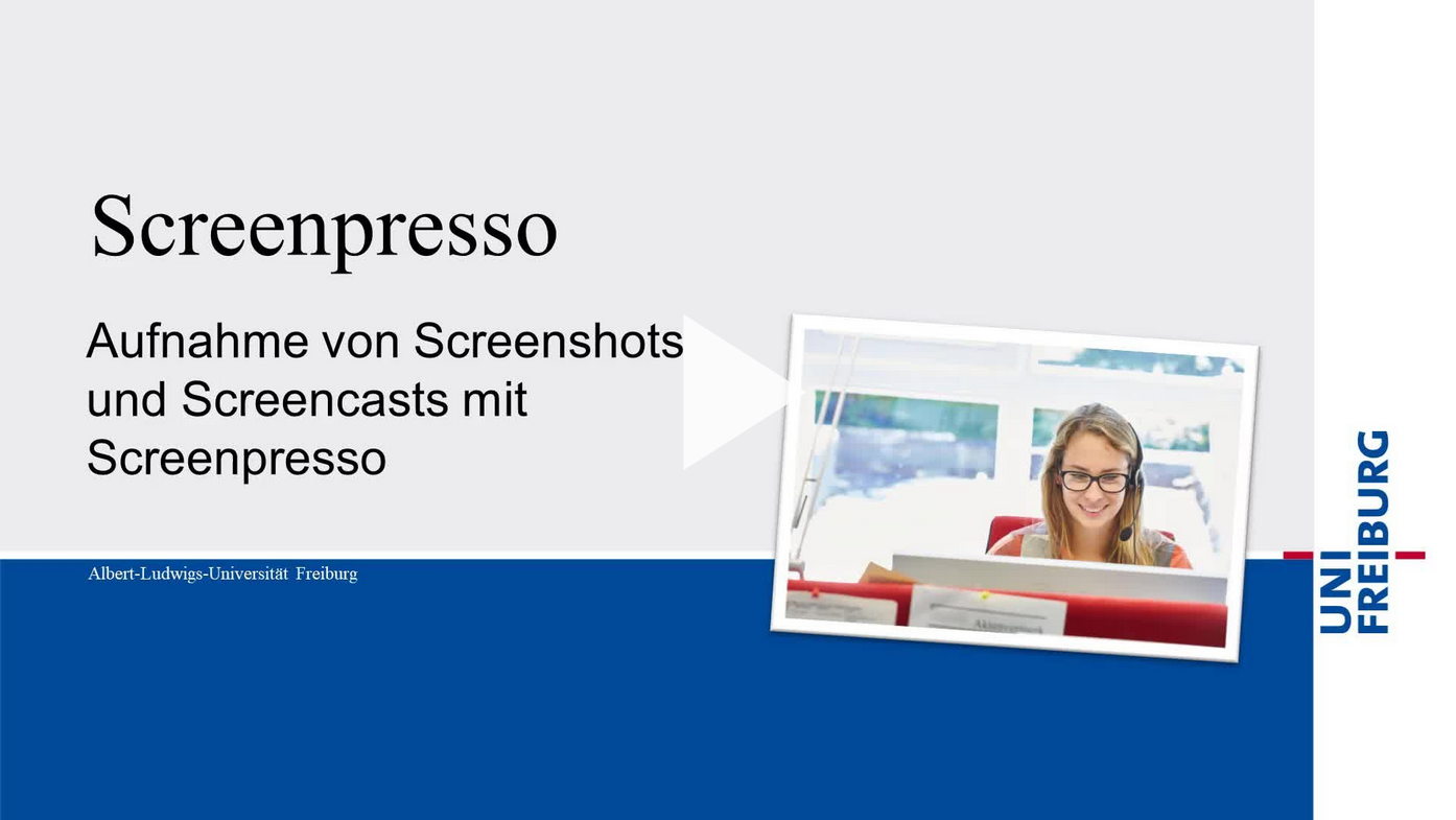 Screenshot with link to the video tutorial "Screenpresso: Videos erstellen mit Screenpresso" on the video portal