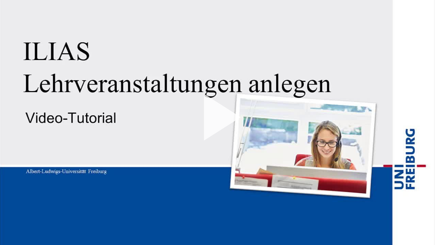 Screenshot with link to the video tutorial "ILIAS Lehrveranstaltungen anlegen" on the video portal
