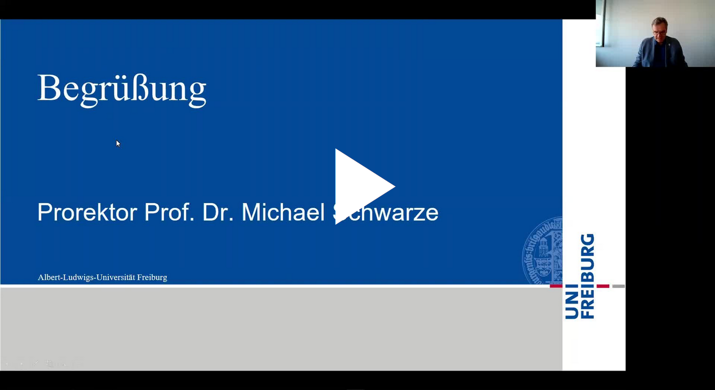 Screenshot with link to the video "Aufzeichnung der Informationsveranstaltung zu hybriden Lehrszenarien am 20.7.2021" on the video portal