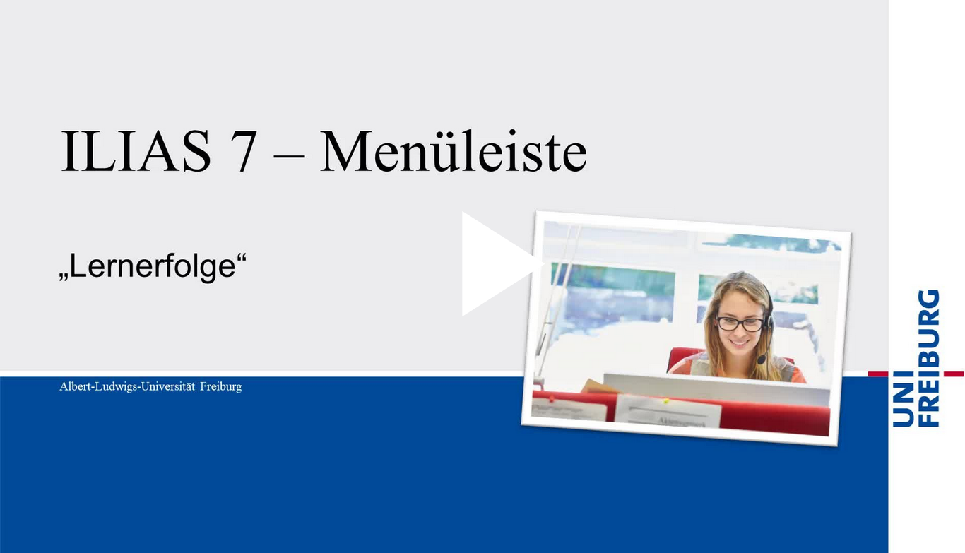 Screenshot mit Link zum Video-Tutorial "ILIAS 7 - Menüleiste: Lernerfolge" auf dem Videoportal