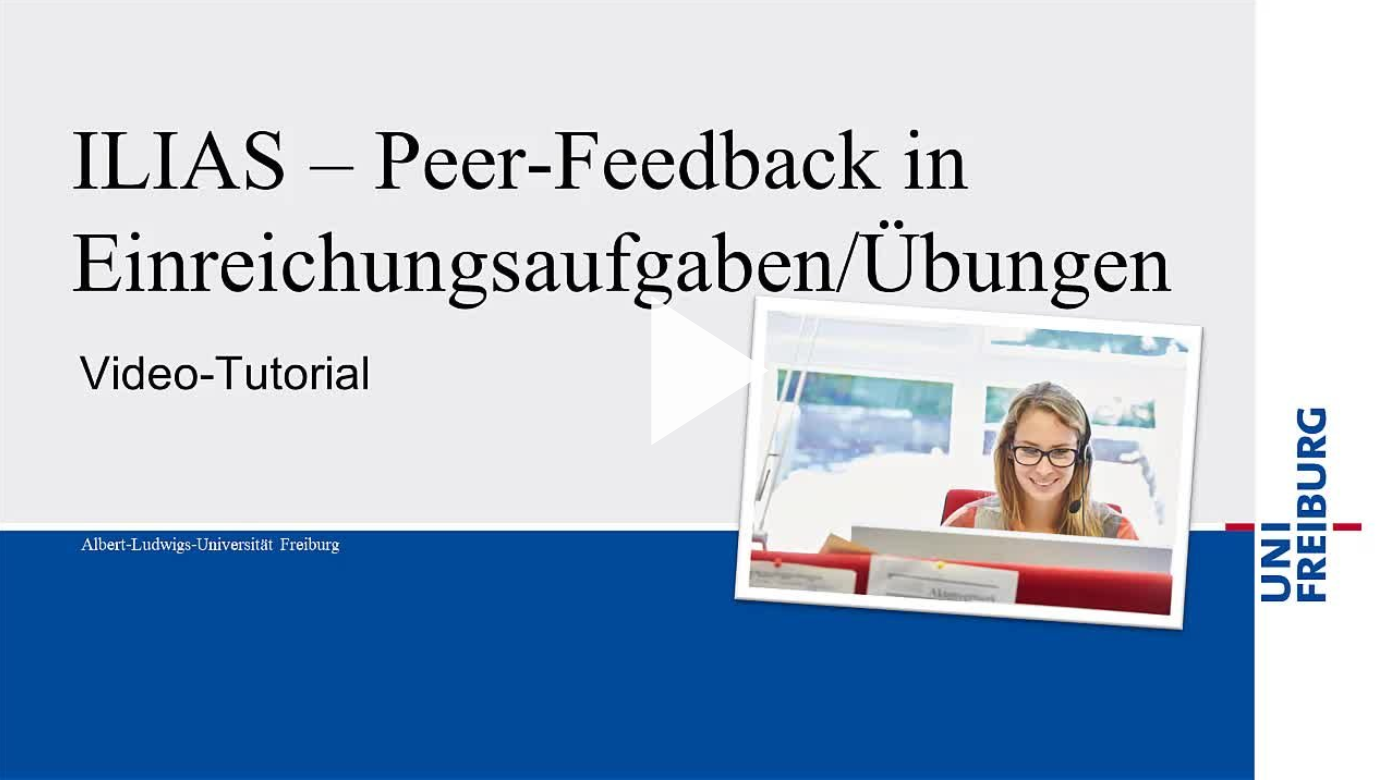 Screenshot with link to the video tutorial "Peer-Feedback in Einreichungsaufgaben/Übungen" on the video portal