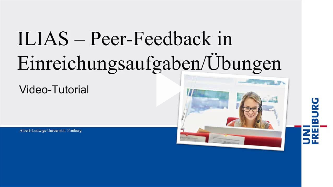 Screenshot mit Link zum Video-Tutorial "Peer-Feedback in Einreichungsaufgaben/Übungen" auf dem Videoportal