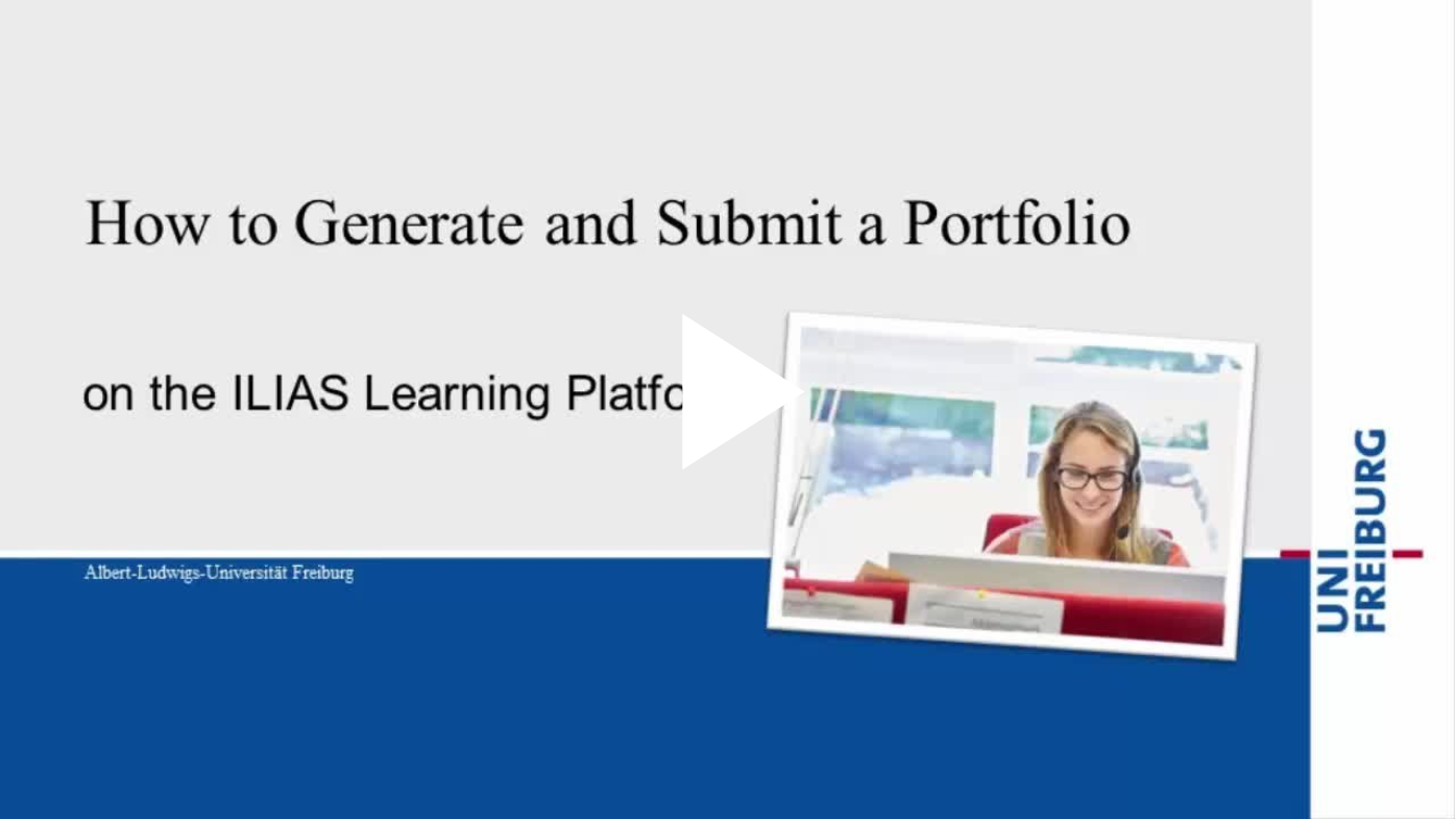 Screenshot with link to the video tutorial "How to Generate and Submit a Portfolio in ILIAS" on the video portal