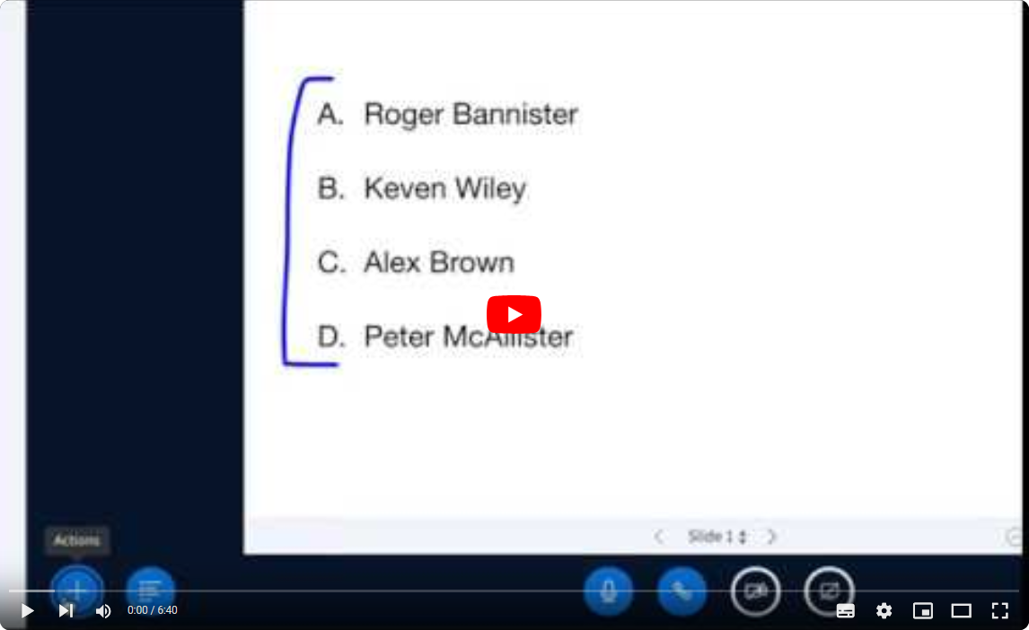 Screenshot with link to the video "BigBlueButton overview for moderator/presenters (with breakout rooms)" on Youtube